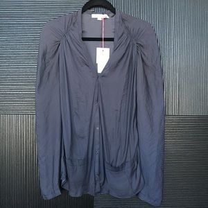 NEW SEE BY CHLOE Ruched Shouldner Snap Blouse